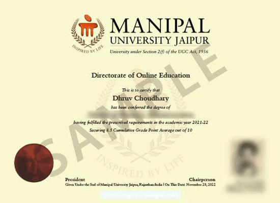 Manipal Online MBA Degree Certificate